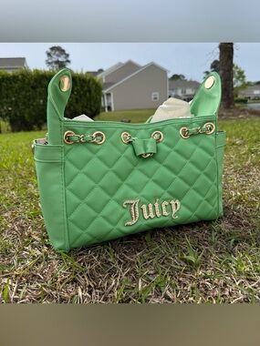 Juicy Couture Green Quilted Shoulder Bag Gold Chain Y2K NWT
